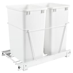 Double Bin 35 QT Bottom-Mount Waste Container Pullout with Full-Extension for 14-1/2" Cabinet Opening, White