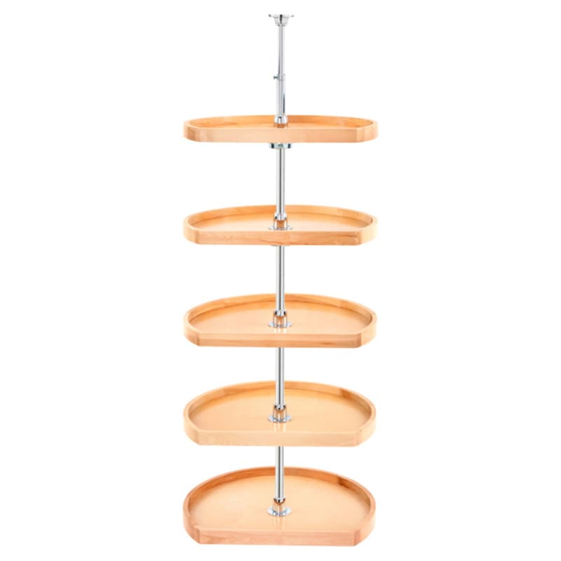 22" D-Shape Wood 5 Tray Lazy Susan