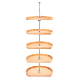 22" D-Shape Wood 5 Tray Lazy Susan