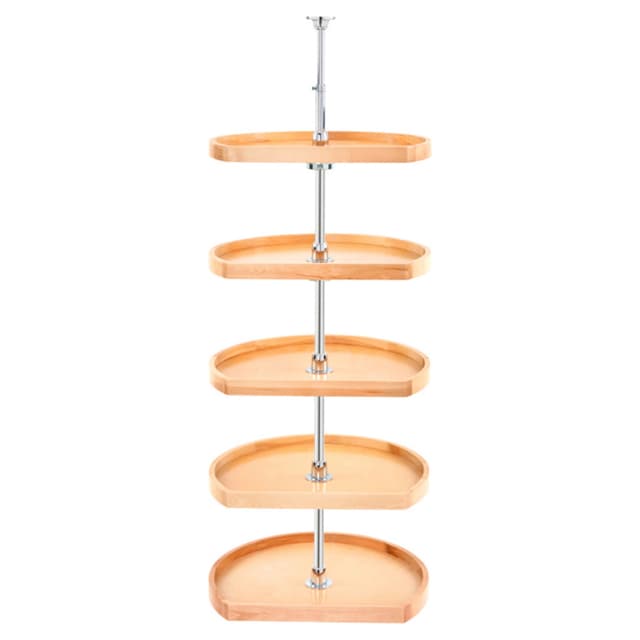 22" D-Shape Wood 5 Tray Lazy Susan