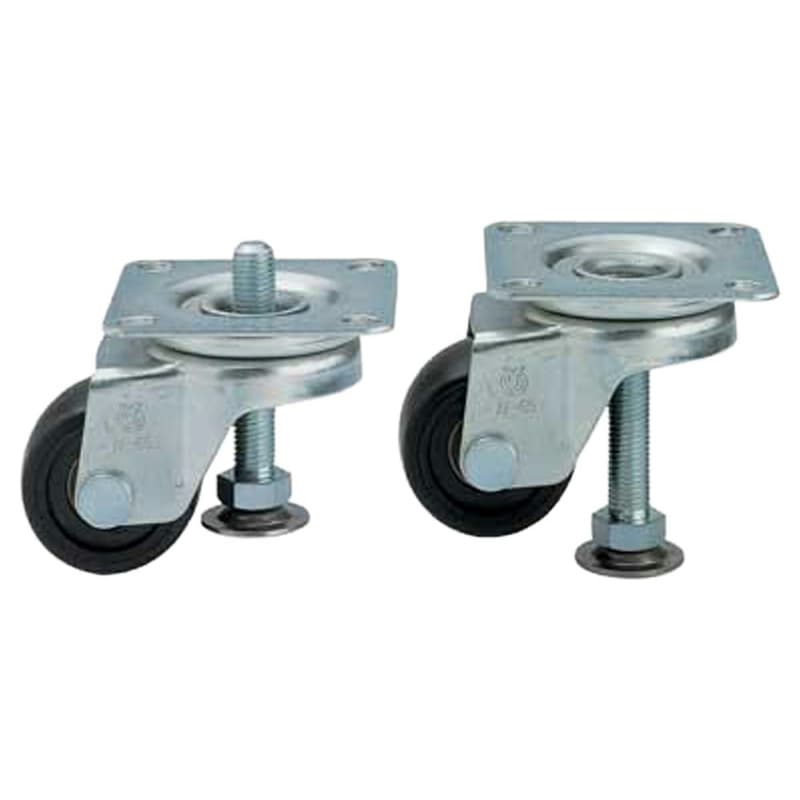 4-1/64" x 65mm Rubber Swivel Caster with Leveling Glide, Chrome