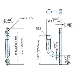70mm Stainless Steel Hook, Polished