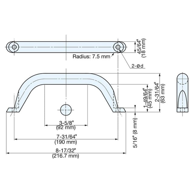 190mm Round Handle Pull, Mirror