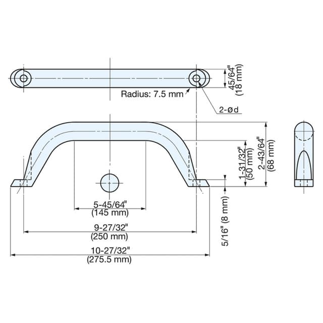 250mm Round Handle Pull, Mirror