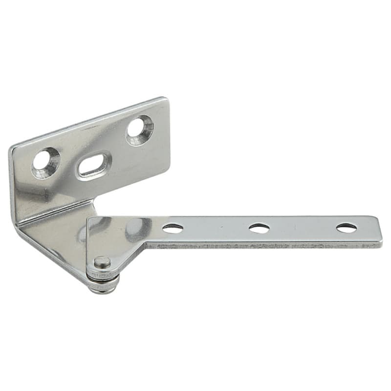 Left-Hand Overlay Door Pivot Hinge, Plain Stainless Steel