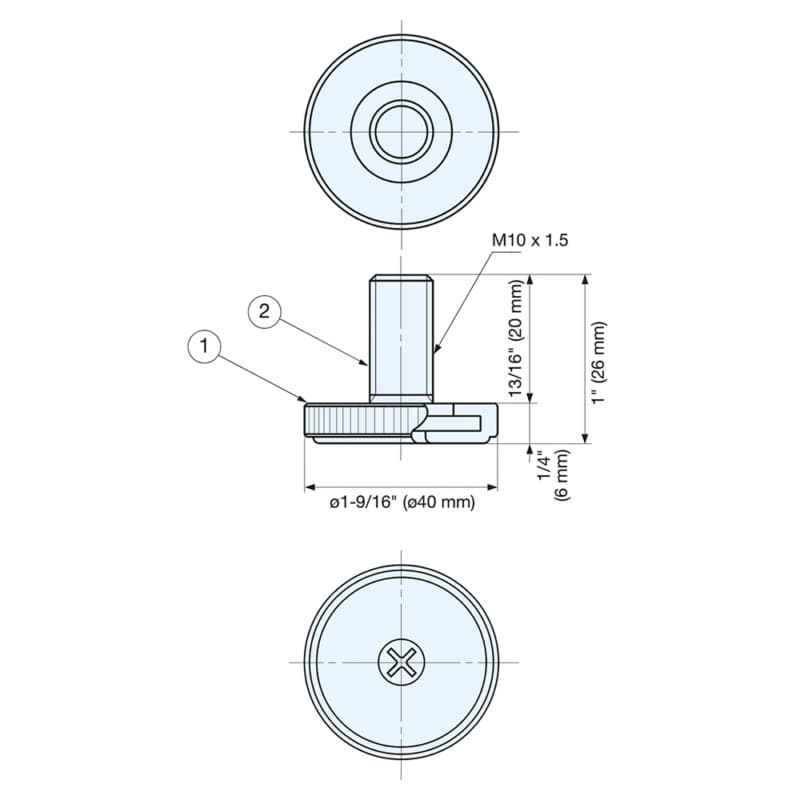 TG-40WT 26mm x 40mm Leveling Glide, Yellow Zinc Chromate