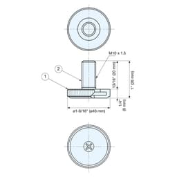 TG-40WT 26mm x 40mm Leveling Glide, Yellow Zinc Chromate