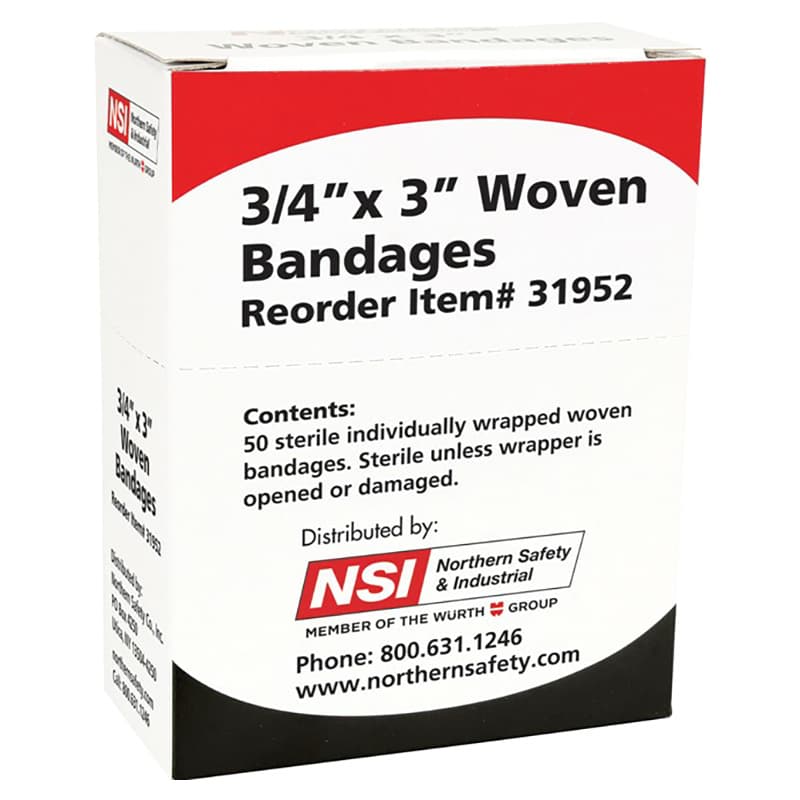 3/4" x 3" Woven Adhesive First Aid Bandage (50/Box)