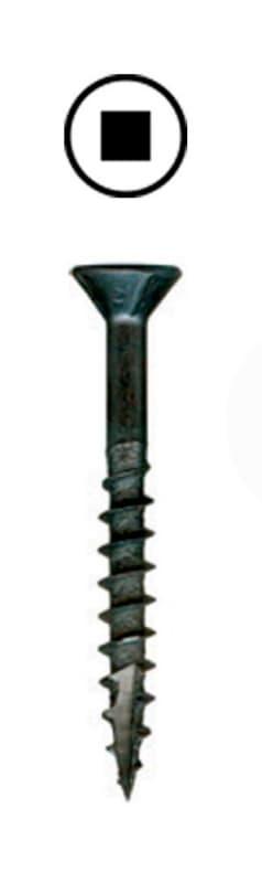 #8 x 1" Flat Head Assembly Screw, Square Drive Coarse Thread with Nibs and Type 17 Auger Point, Black, Box of Thousand by Wurth