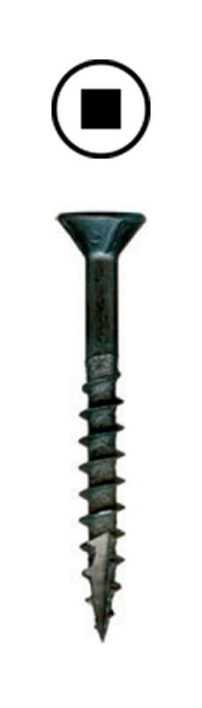 #8 x 1" Flat Head Assembly Screw, Square Drive Coarse Thread with Nibs and Type 17 Auger Point, Black, Box of 11 Thousand by Wurth
