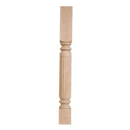 3-3/4" x 3-3/4" x 35-1/4" Athens Fluted Kitchen Turning, Alder