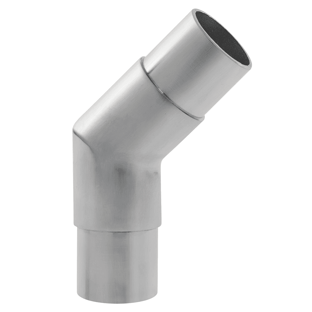 1-1/2" 135° Angle Elbow Fitting, Satin Stainless Steel
