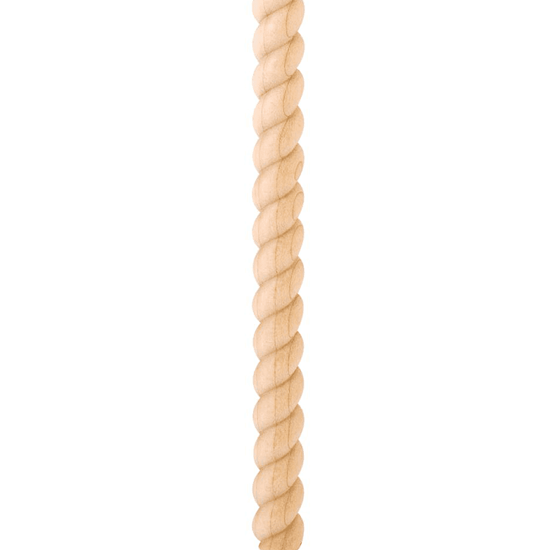 96" x 3/4" Standard Twist Split Rope Molding, Poplar