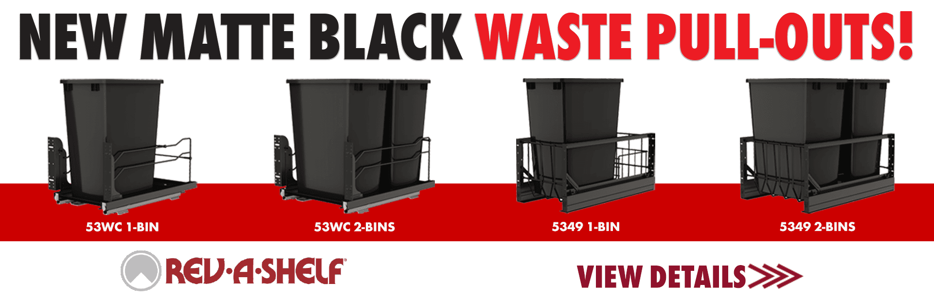 New! Rev-A-Shelf Matte BLack Waste Pullouts!