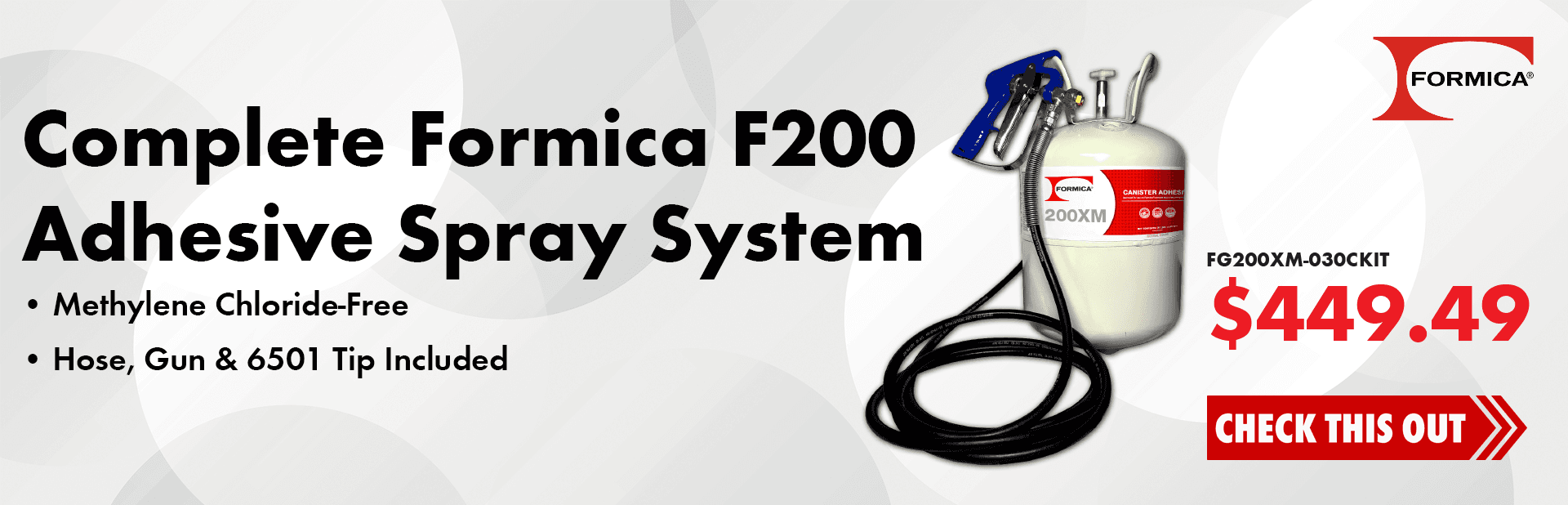 Formica F200XM 30 lb Canister Adhesive with Gun and Hose Promotion