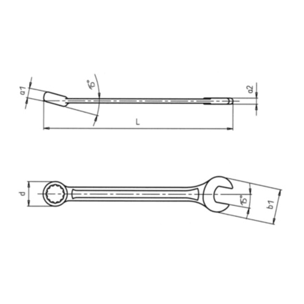 Wurth Zebra Powerdriv Combination Wrench - Chrome-plated, polished heads