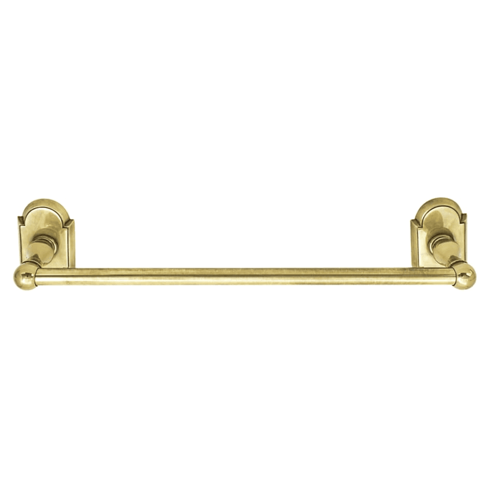 18" Traditional Arts/Crafts Rectangular Rosette Towel Bar, Unlacquered Brass Main - Image