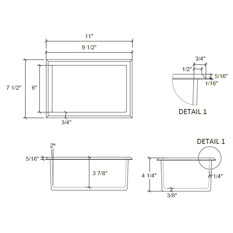7-1/2" x 11" Recessed Box Caddy, Luna Alt 1 - Image