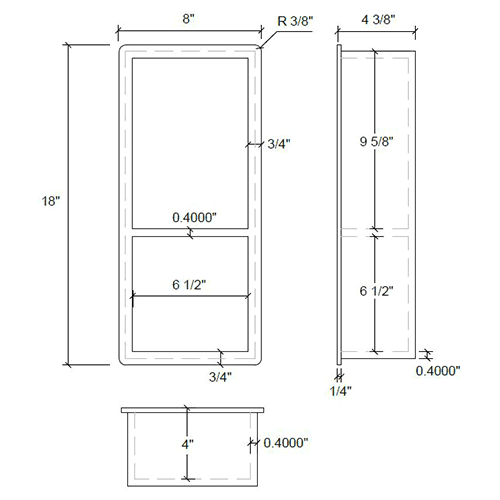 8" x 18" Recessed Box Caddy with Shelf, Luna Alt 1 - Image