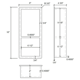 8" x 18" Recessed Box Caddy with Shelf, Luna Alt 1 - Image