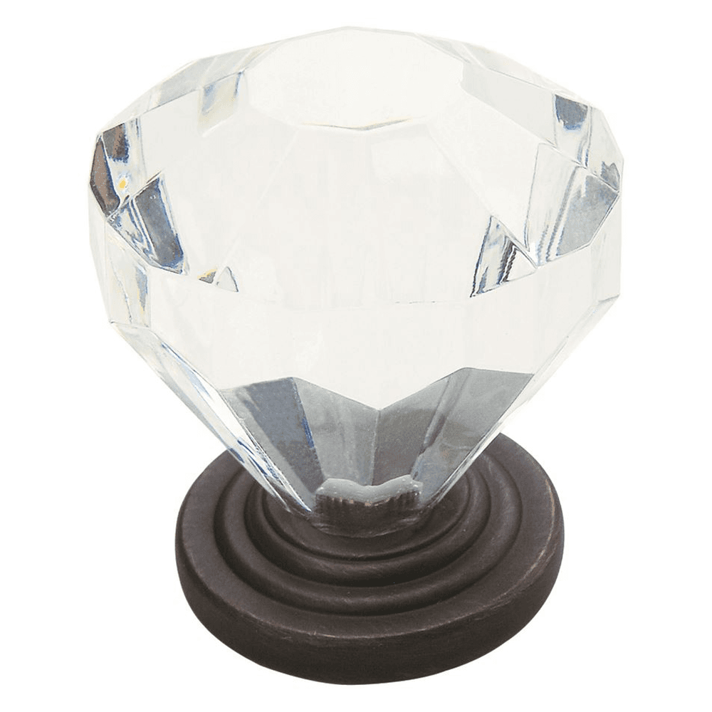 Amerock Traditional Classics Crystal Knob in Clear/Oil-Rubbed Bronze - 1-1/4 inches