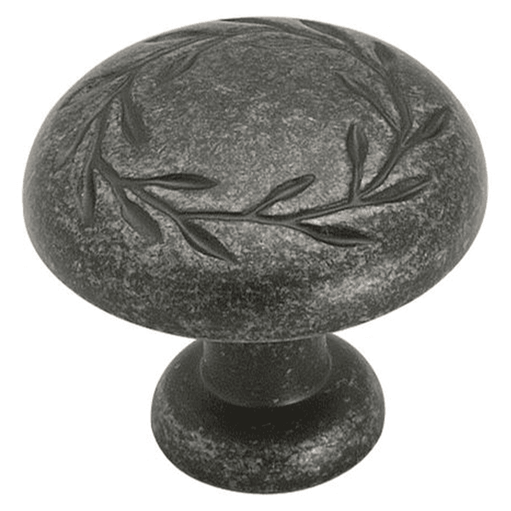 1-1/4" Inspirations&trade; Leaf Knob, Wrought Iron Dark Finish - Close-up of Knob