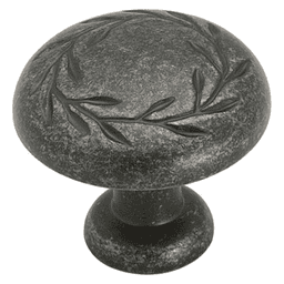 1-1/4" Inspirations&trade; Leaf Knob, Wrought Iron Dark Finish - Close-up of Knob