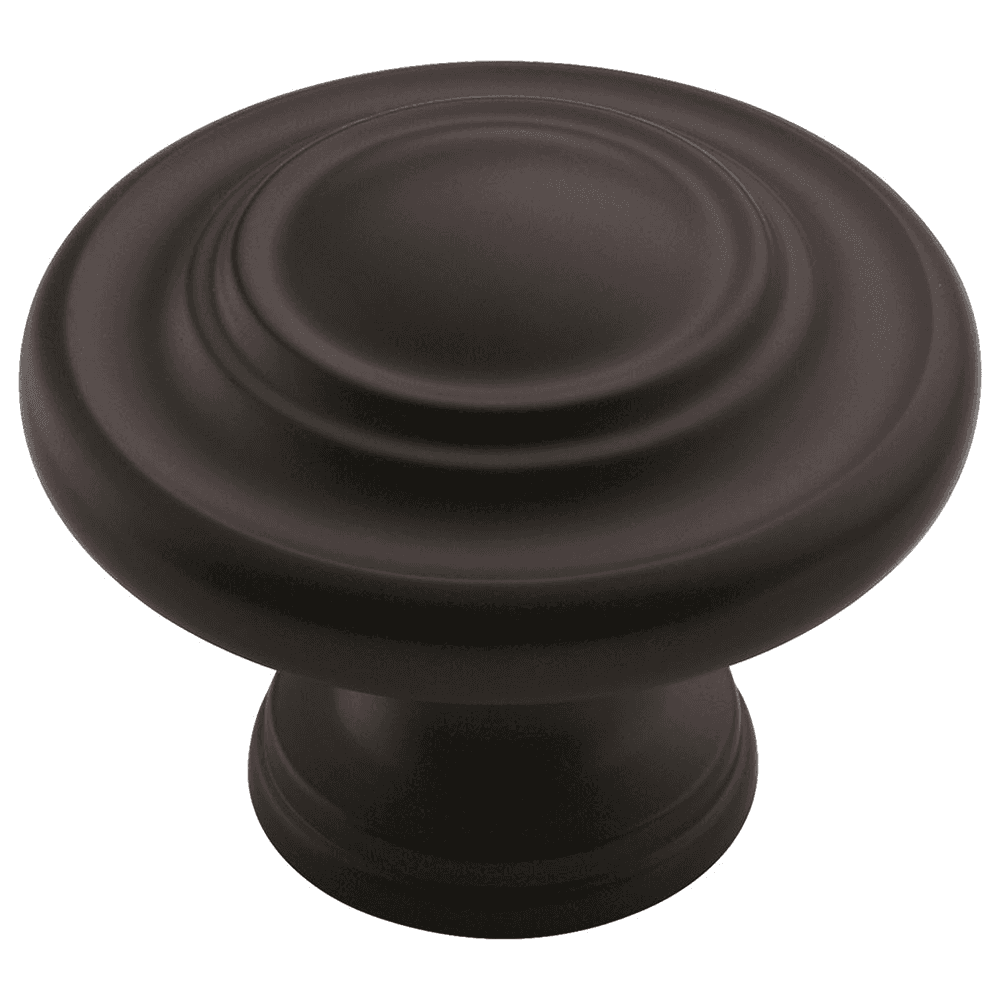 Amerock 1-3/4" Inspirations 3-Ring Knob in Flat Black on Gray Background