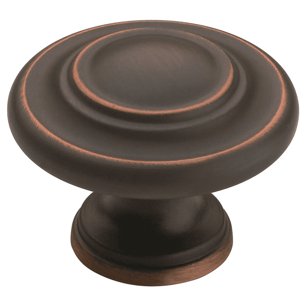 Amerock 1-3/4" Inspirations 3-Ring Knob in Flat Black on White Background