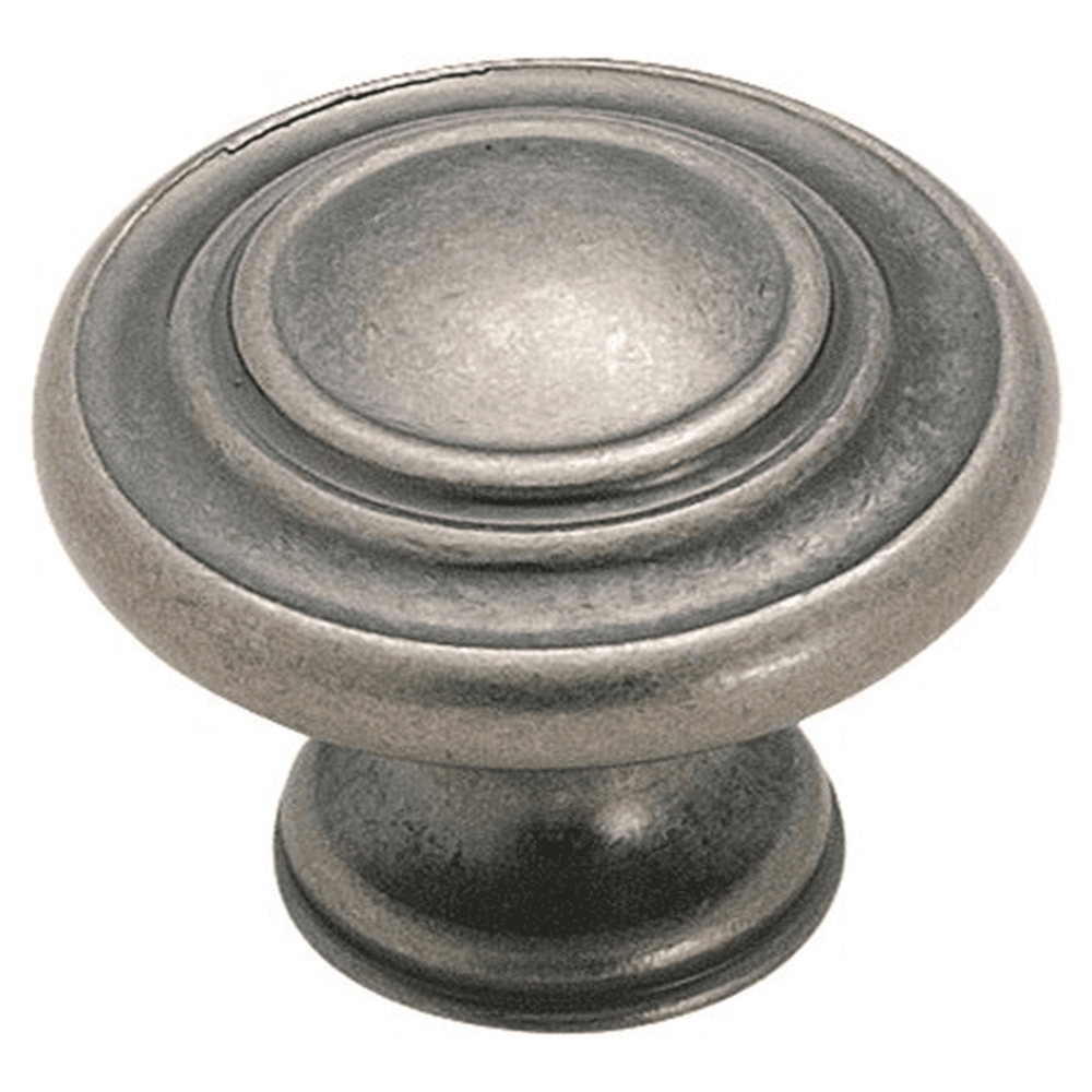 Amerock 1-5/16" Inspirations&trade; 3-Ring Knob in Weathered Nickel Finish on White Background