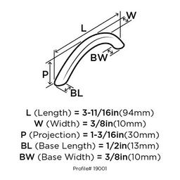 Essential'Z Stainless Steel Pull - Amerock BP19001SS 3" Center-to-Center