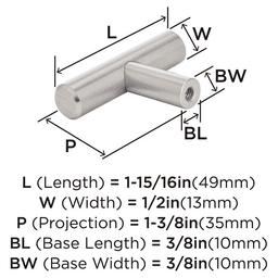 1-15/16" Bar Pulls Cabinet Knob, Satin Nickel Alt 1 - Image