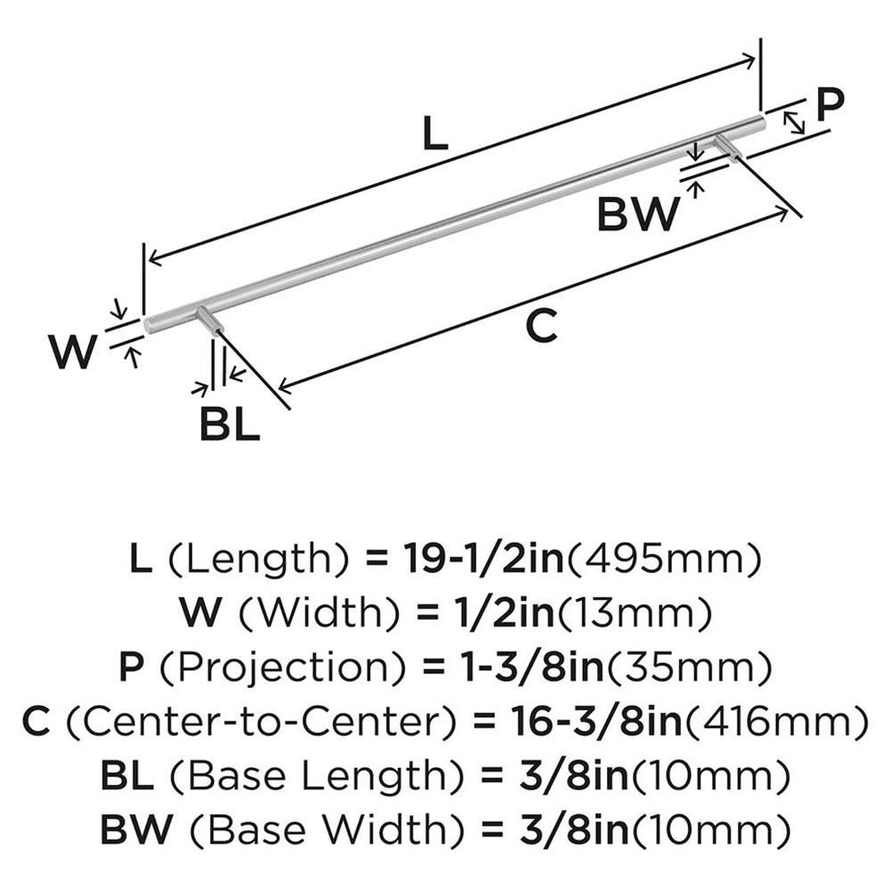 416mm Bar Pulls Cabinet Pull, Satin Nickel Alt 1 - Image