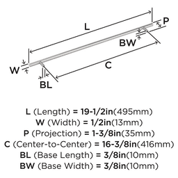 416mm Bar Pulls Cabinet Pull, Satin Nickel Alt 1 - Image