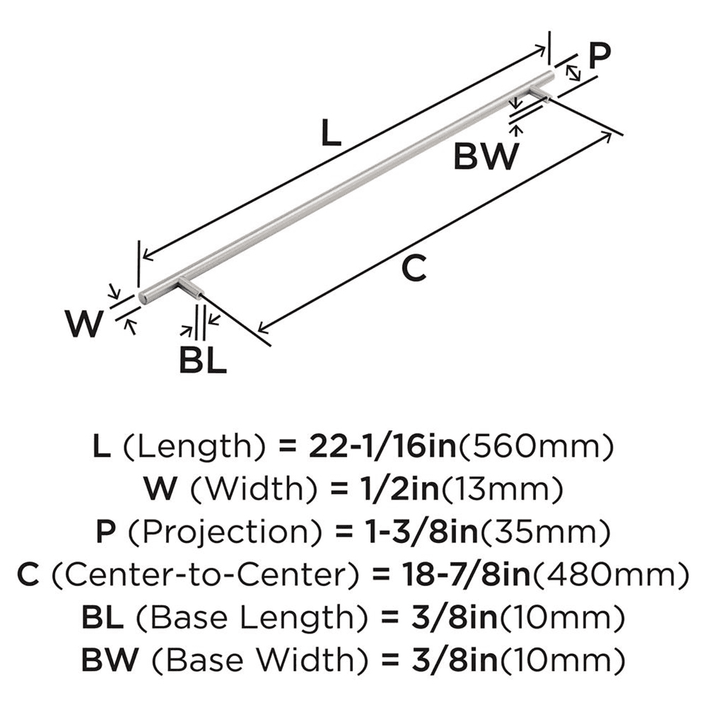 480mm Bar Pulls Cabinet Pull, Satin Nickel Alt 1 - Image