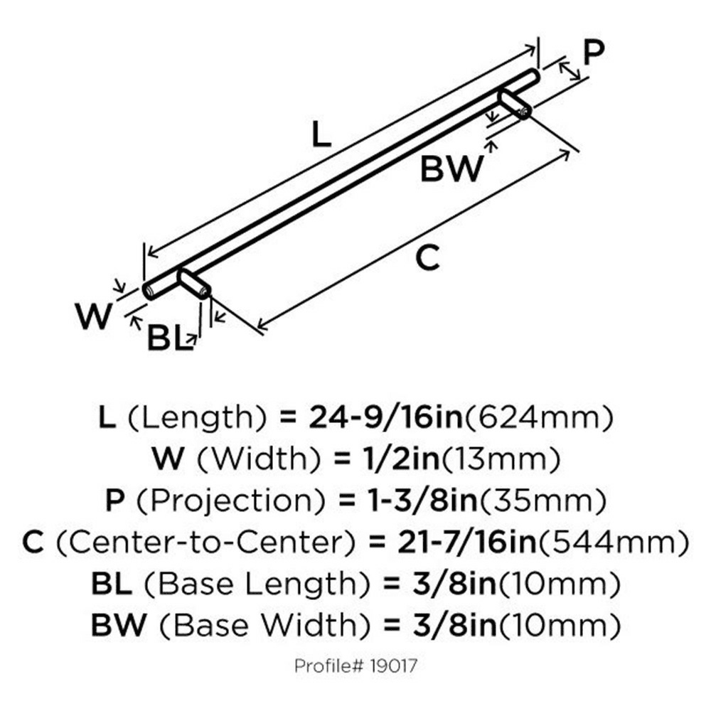 21-7/16" T-Bar Pull, Stainless Steel - Alt Image 2