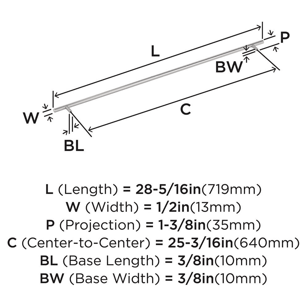 640mm Bar Pulls Cabinet Pull, Satin Nickel Alt 1 - Image