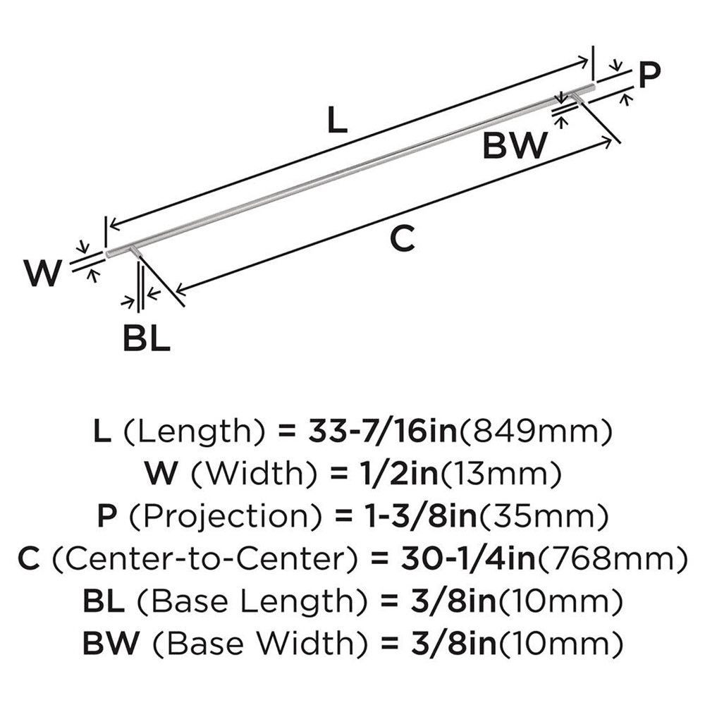 768mm Bar Pulls Cabinet Pull, Satin Nickel Alt 1 - Image