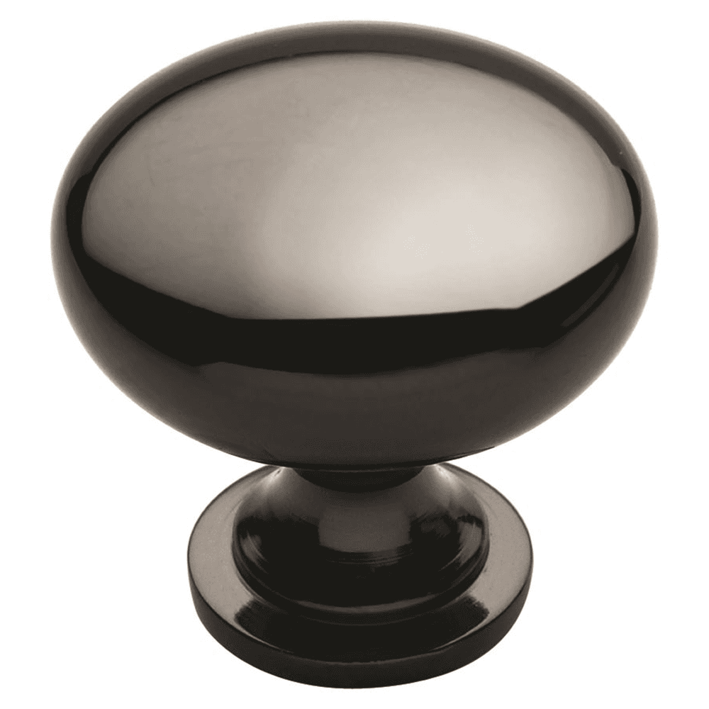 Amerock Allison Value Round Knob in Satin Nickel Finish on Wooden Cabinet