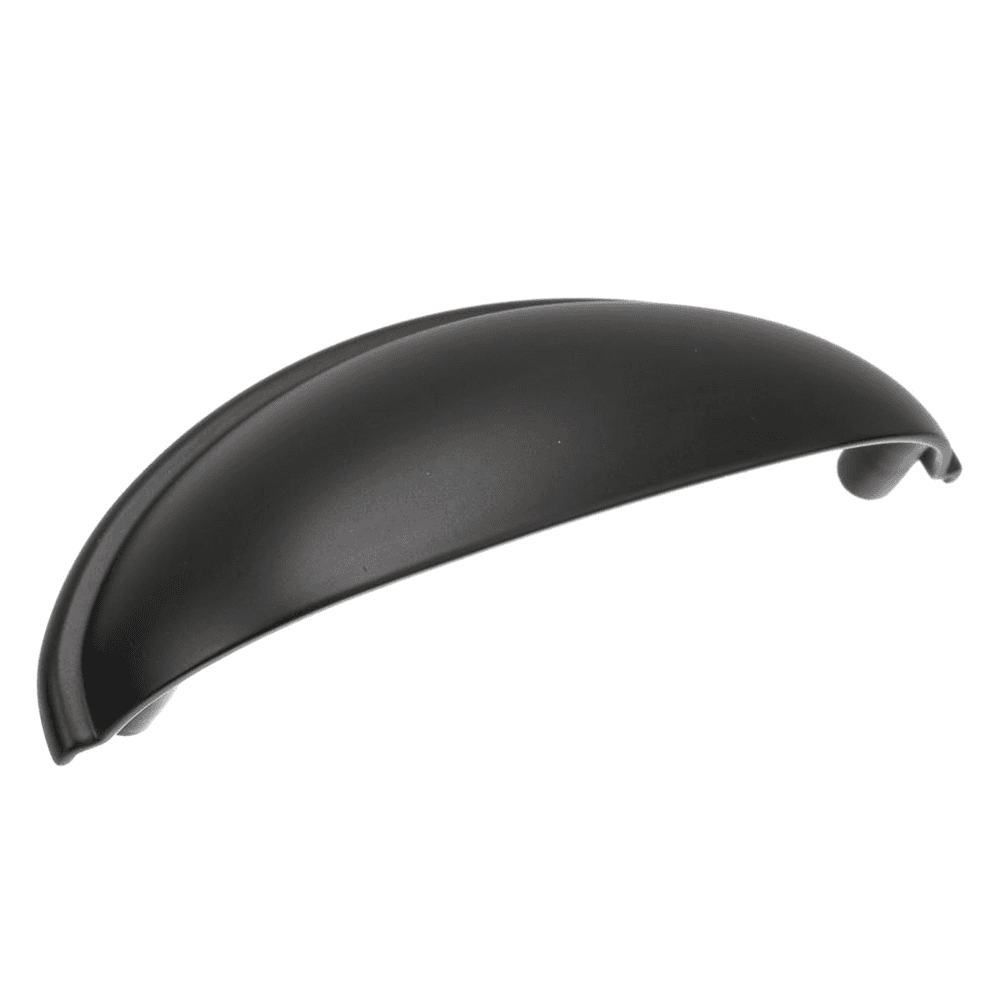 Amerock 3" Allison&trade; Value Hardware Cup Pull in Matte Black on White Background