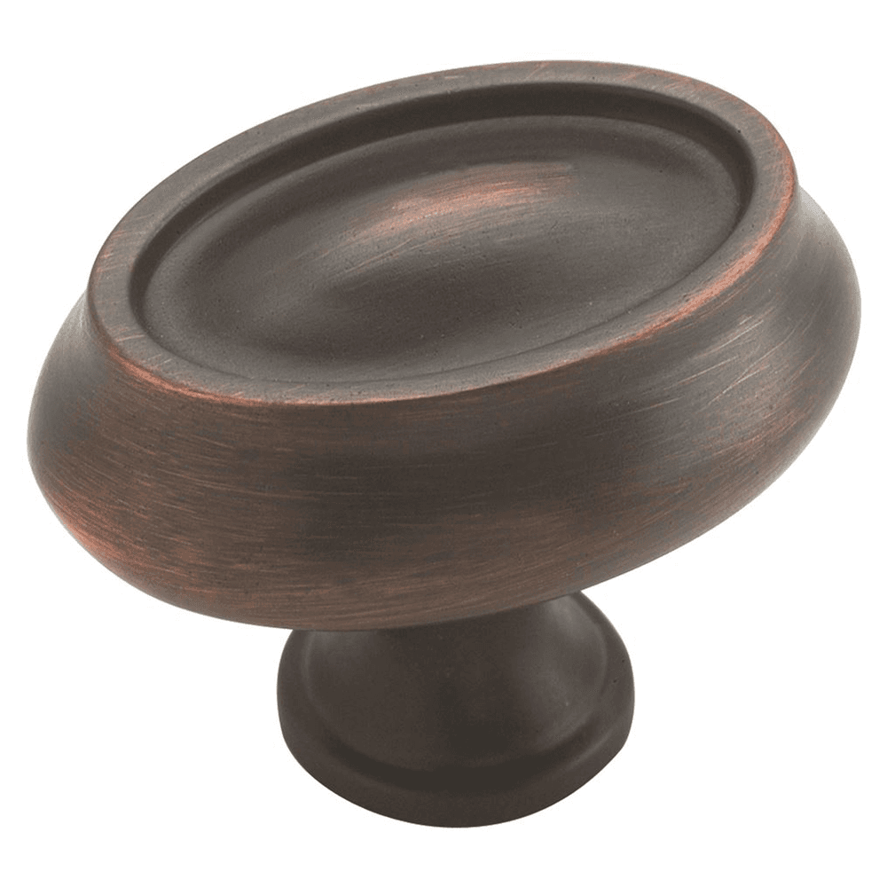 Amerock 1-1/2" Manor Oval Knob in Oil-Rubbed Bronze Finish on White Background