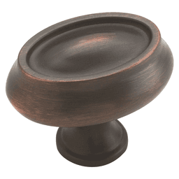 Amerock 1-1/2" Manor Oval Knob in Oil-Rubbed Bronze Finish on White Background