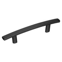 Satin Nickel Amerock 3" Cyprus&trade; Arch Pull with Curved Design on a White Cabinet