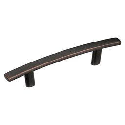 Amerock 3" Cyprus&trade; Arch Pull in Oil-Rubbed Bronze on a wooden cabinet door
