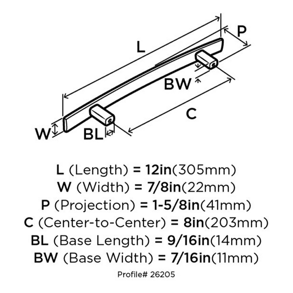 Satin Nickel Amerock Cyprus Appliance Pull with Multiple Screw Size Options