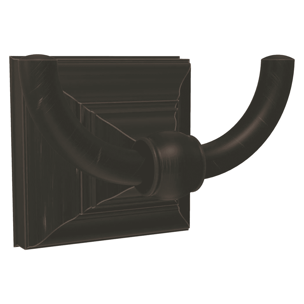 Amerock MARKHAM Double Prong Robe Hook in Oil-Rubbed Bronze finish on wall