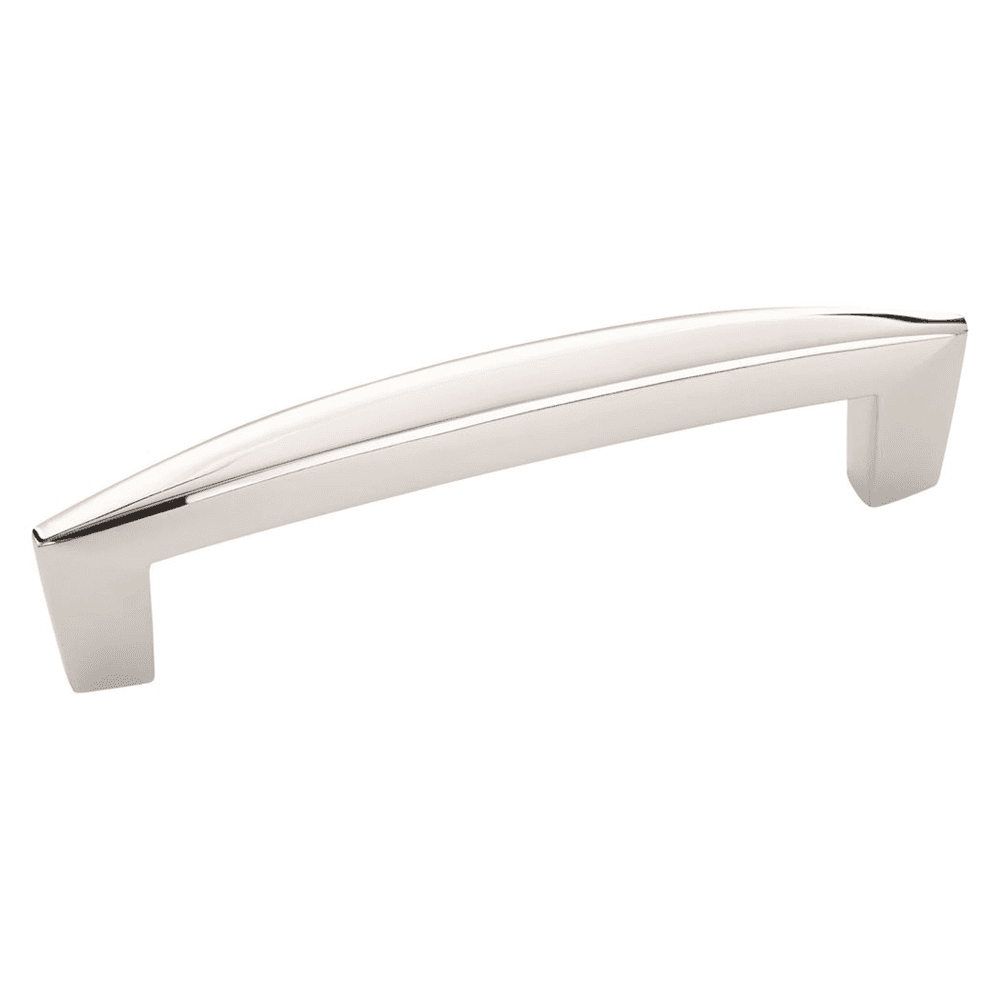 Sleek and stylish Amerock Creased Bow Bar Pull in Satin Nickel finish, perfect for contemporary home decor.