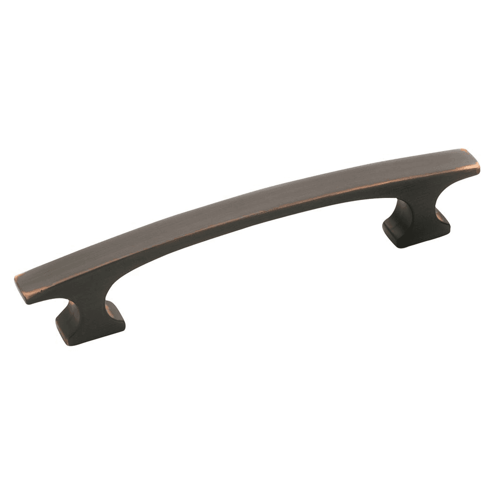 Amerock 96mm Conrad&trade; Bridge Pull in Oil-Rubbed Bronze on cabinet door