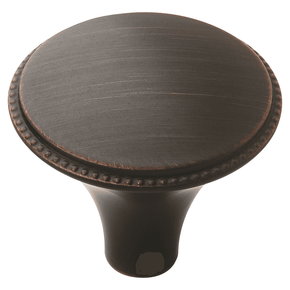 Amerock 1-1/4" Atherly Round Knob in Oil-Rubbed Bronze Finish on White Background