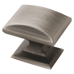 Candler Round Knob in Polished Nickel Finish on Dark Wood Cabinet